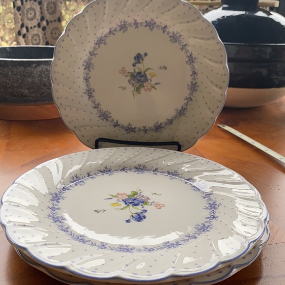 3 Blue Peony Nikko Tableware appetizer plates - Picture 3 of 5